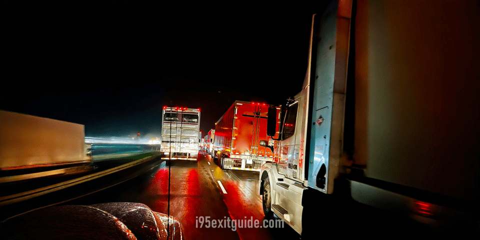 I-95 Truck Traffic at Night | I-95 Exit Guide